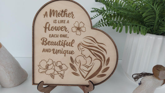 A Mother Is Like A Flower, Beautiful & Unique Personalized wooden Sign Rustic Plaque Grandchildren Birthday Mothers Day Personalised Gift