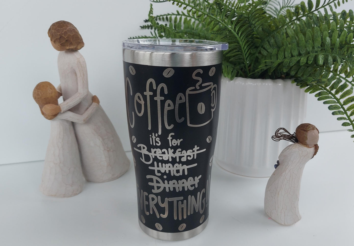 Unique Travel Cup Coffee is EVERYTHING Mug Black Tumbler 20oz Insulated Tumbler Laser Engraved Stainless Steel Mothers day
