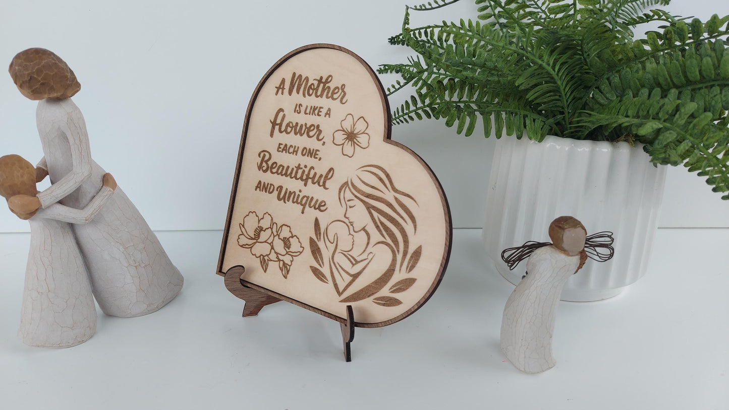 A Mother Is Like A Flower, Beautiful & Unique Personalized wooden Sign Rustic Plaque Grandchildren Birthday Mothers Day Personalised Gift