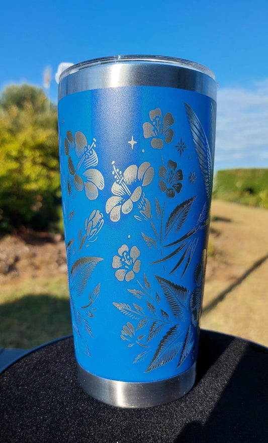 Unique Laser Engraved Travel Cup Humming Bird Mug Royal Blue Tumbler 20oz 600ml Insulated Tumbler Laser Engraved Stainless Steel Mum Gifts