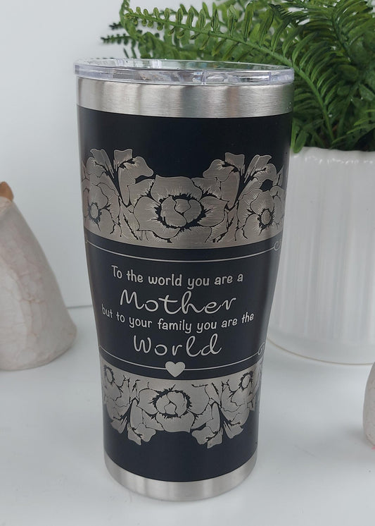 Unique Travel Cup To The World You Are The World Coffee Mug Black Tumbler 20oz Insulated Tumbler Laser Engraved Stainless Steel Mothers day