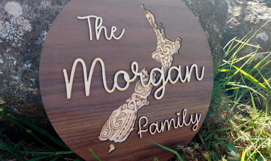 Family Whanua New Zealand Sign Personalised Layered Wooden Wall Hanging Rustic Gift Mothers Day Birthday Christmas Personalized Home Decor