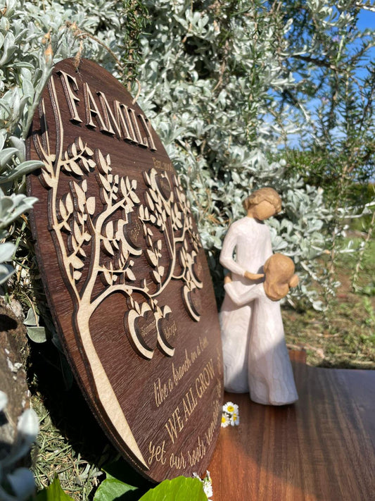 Family Tree Sign Personalised Layered Wooden Wall Hanging Rustic Gift Mothers Day Birthday Christmas Custom Made Personalized Home Decor