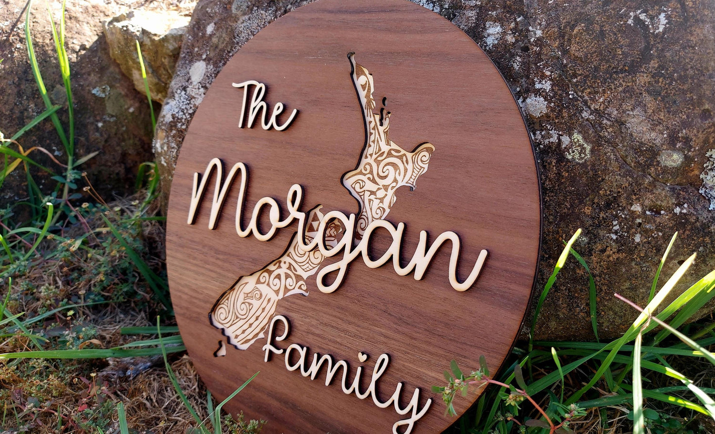 Family Whanua New Zealand Sign Personalised Layered Wooden Wall Hanging Rustic Gift Mothers Day Birthday Christmas Personalized Home Decor
