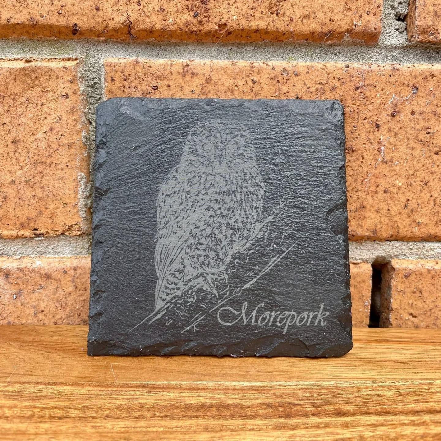 Birds of New Zealand Laser Engraved Slate Coasters set Tui, Kiwi, Morepork, Fantail - Native Nz Housewarming Birthday Anniversary Gifts