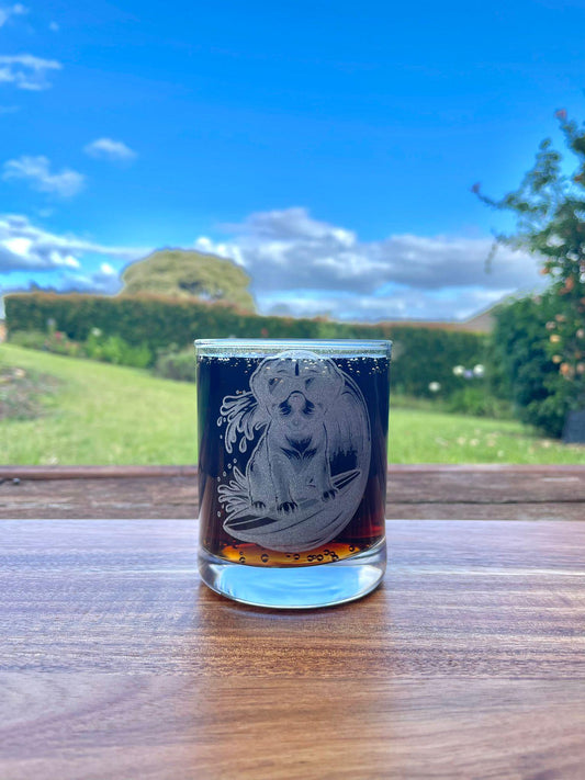 Surfing Dog Laser Engraved Tumbler Glass Housewarming Birthday Anniversary Beach Days Puppy Personalized Glassware House Gifts