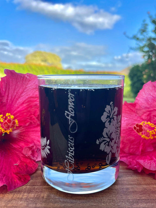 Hibiscus Flower Tumbler Glass Wrap around Laser engraved Hibiscus Flower Housewarming Birthday Anniversary Personalized Gifts