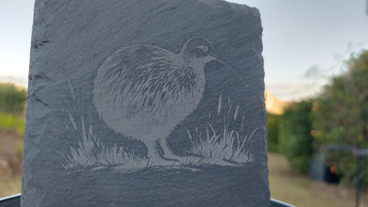 KIWI - New Zealand Birds Laser Etched Slate Coaster Native NZ Wildlife Endangered Native Animals Personalized Housewarming Birthday Gifts