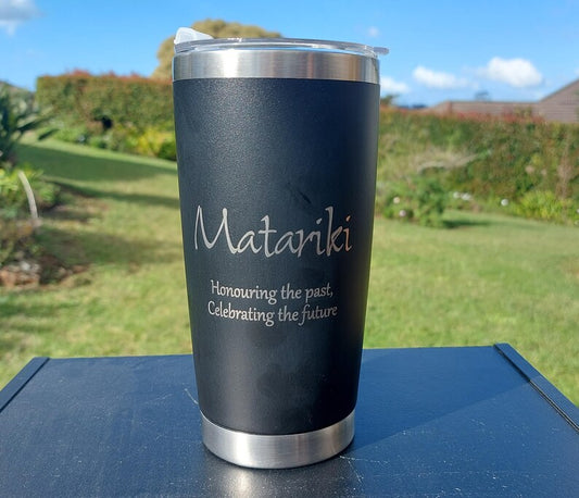 Unique Travel Cup MATARIKI Coffee Mug Black Tumbler 20oz Insulated Tumbler Laser Engraved Stainless Steel