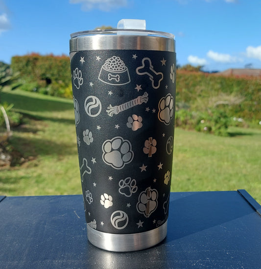 Life Is Better With a Dog - Travel Cup Coffee Mug Black Tumbler 20oz Insulated Tumbler Laser Engraved Stainless Steel