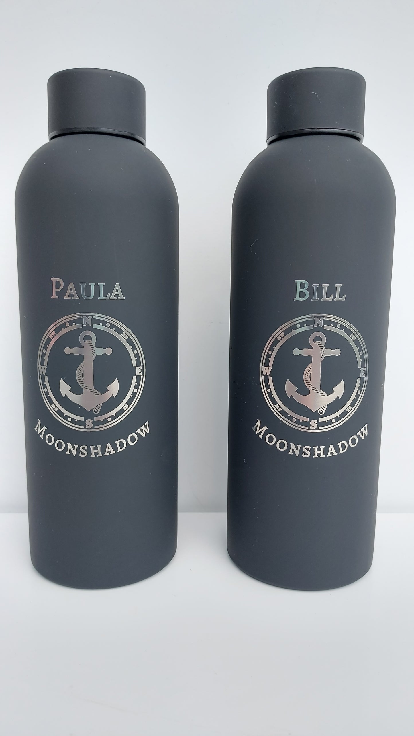 Nautical Anchor and Compass Personalised Water Bottle - 500ml Various Colours - Sailing, boats