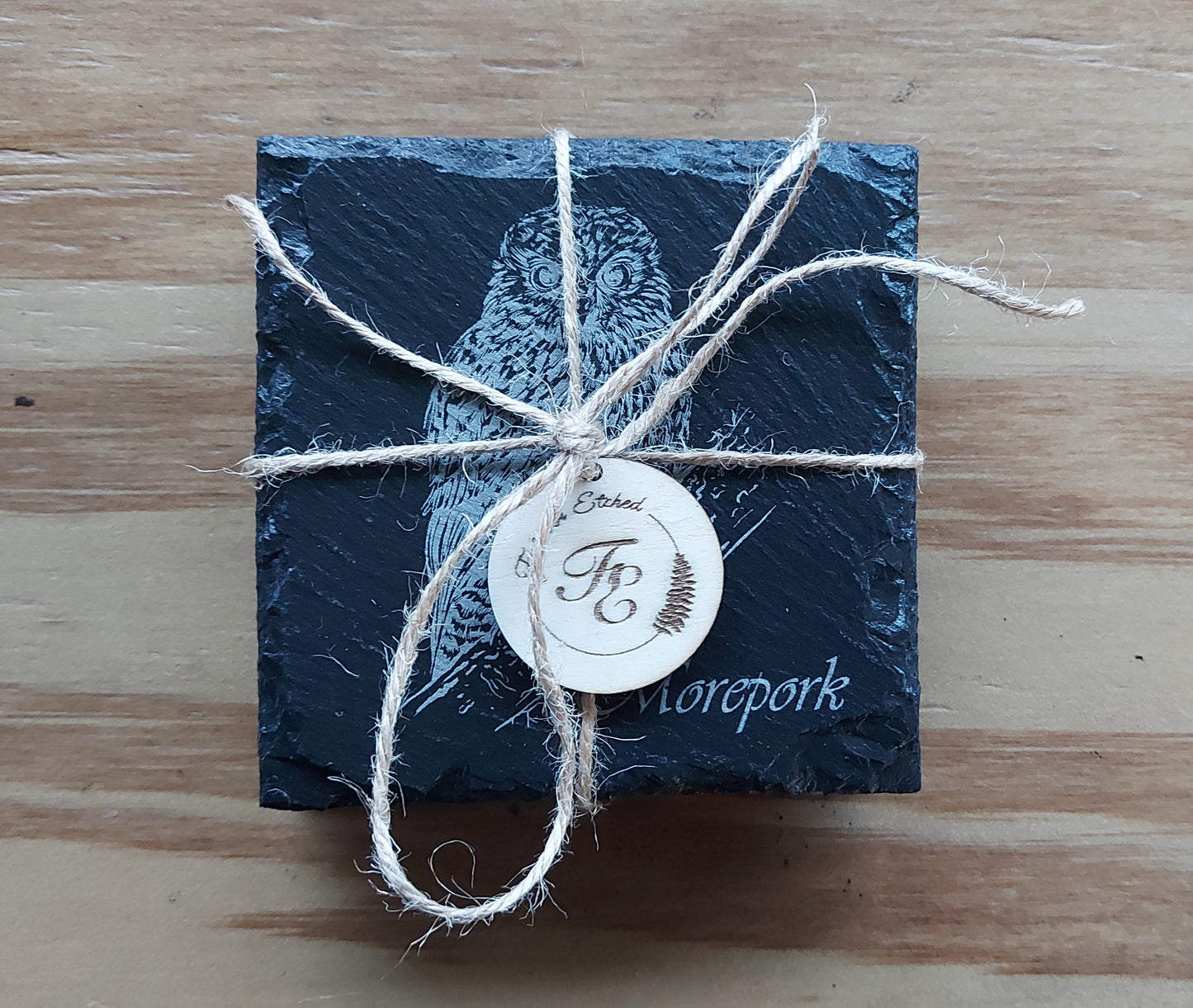 Birds of New Zealand Laser Engraved Slate Coasters set Tui, Kiwi, Morepork, Fantail - Native Nz Housewarming Birthday Anniversary Gifts