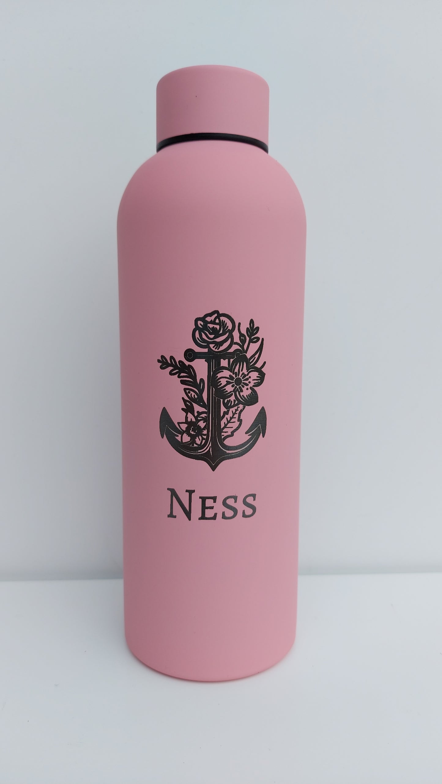 Floral Anchor Nautical Personalised Water Bottle - 500ml Various Colours
