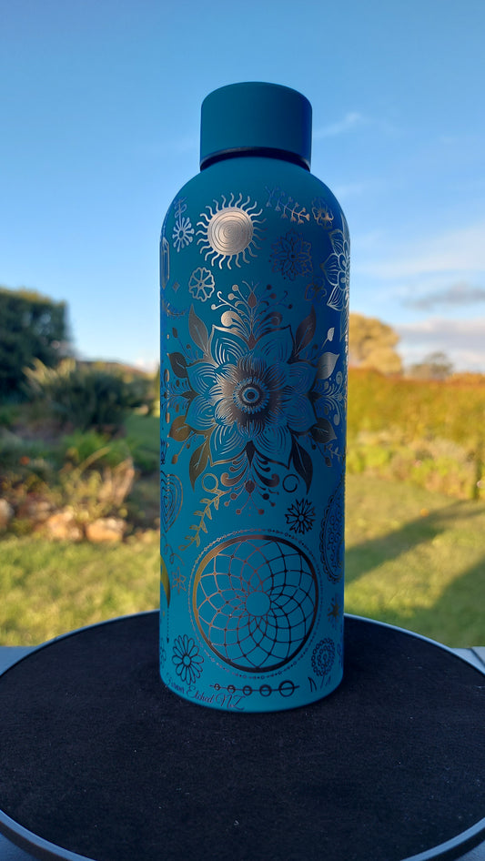 Unique Engraved Water Bottle Boho Mandela 500ml Laser Engraved Stainless Steel Gifts Drink Bottle Hearts Flowers