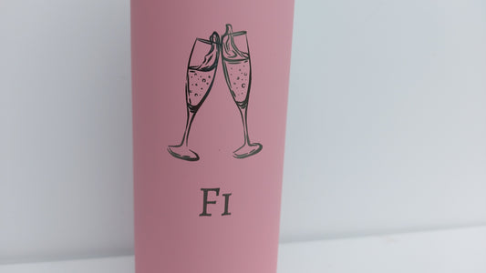 Champagne Glass Personalised Water Bottle - 500ml Various Colours