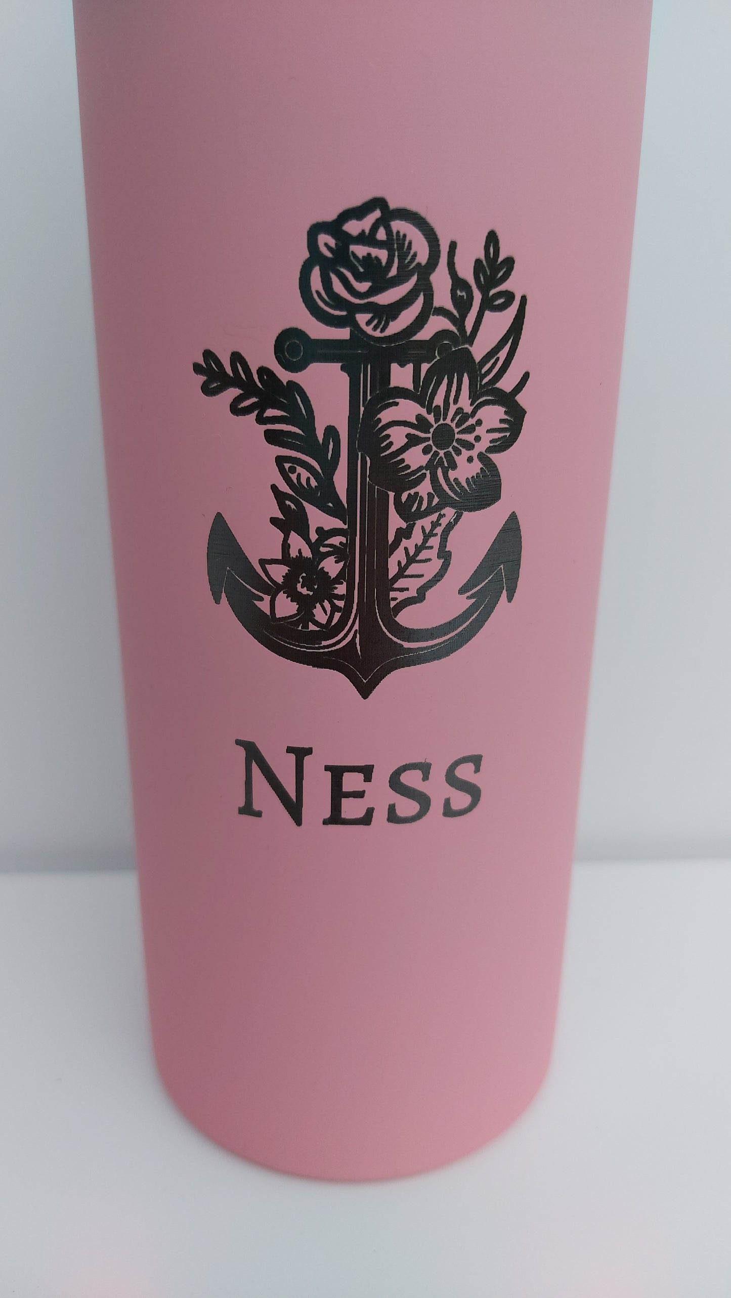 Floral Anchor Nautical Personalised Water Bottle - 500ml Various Colours
