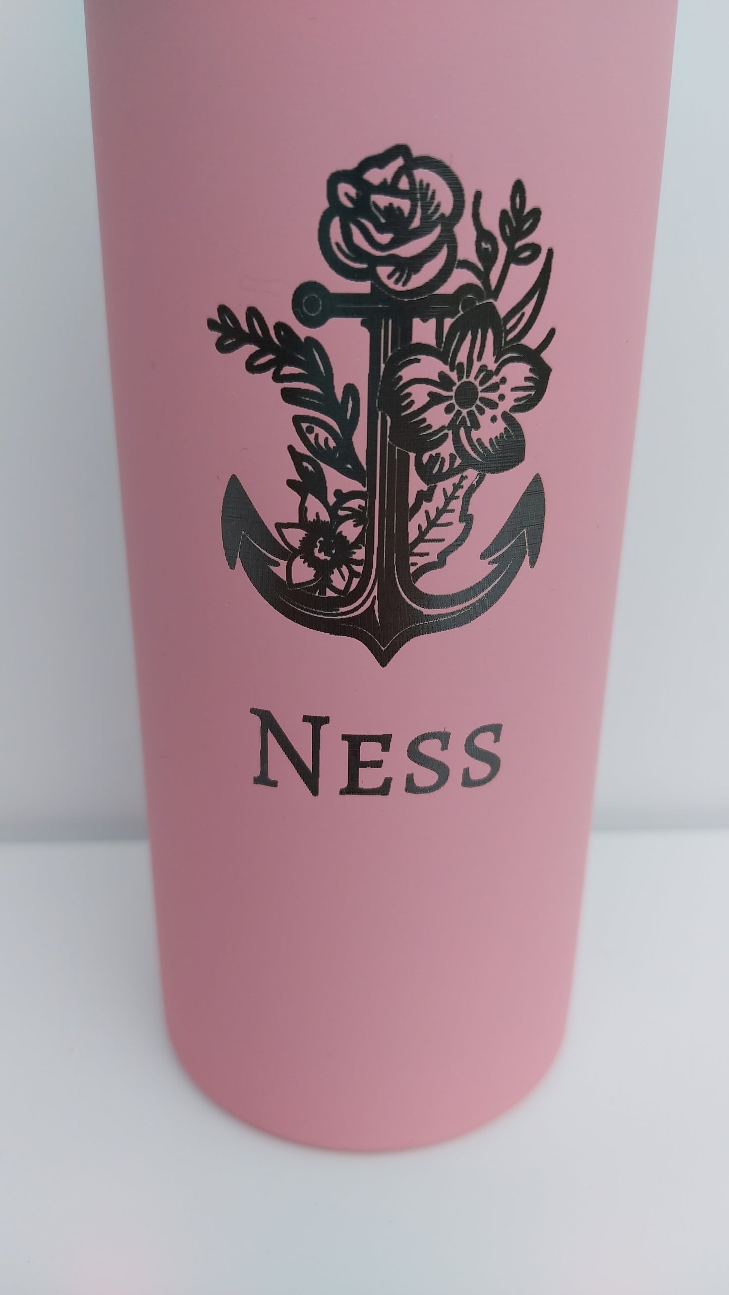 Floral Anchor Nautical Personalised Water Bottle - 500ml Various Colours