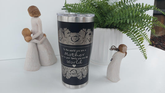 Unique Travel Cup To The World You Are The World Coffee Mug Black Tumbler 20oz Insulated Tumbler Laser Engraved Stainless Steel Mothers day
