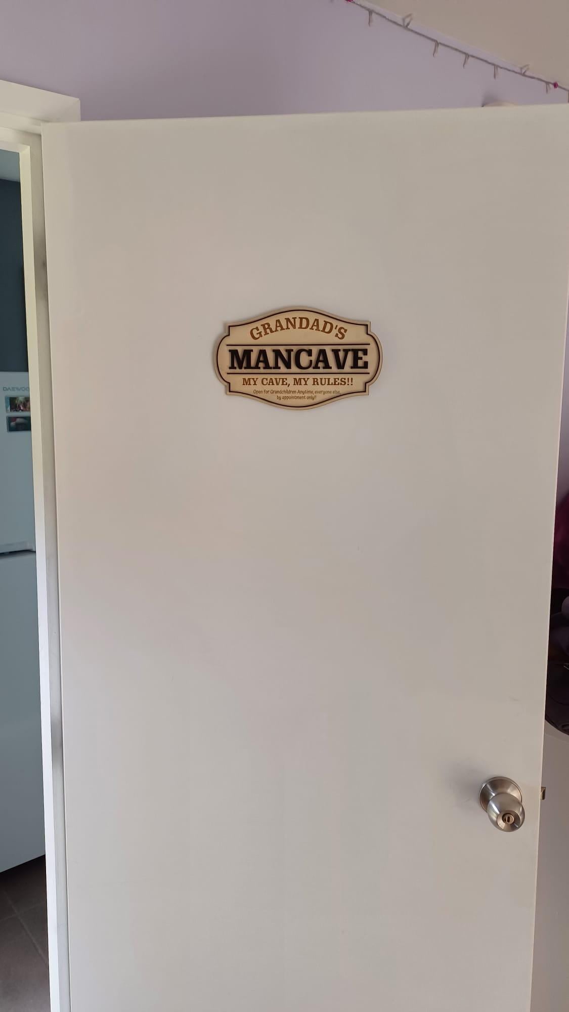 Grandads MANCAVE Personalized wooden Sign Rustic Plaque Grandchildren Welcome Garage Dad Birthday Fathers Day Personalised Man Shed Bar Sign