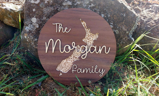 Family Whanua New Zealand Sign Personalised Layered Wooden Wall Hanging Rustic Gift Mothers Day Birthday Christmas Personalized Home Decor
