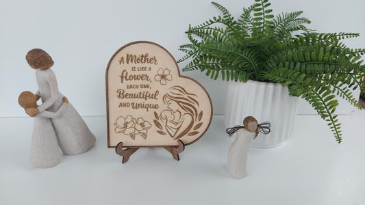 A Mother Is Like A Flower, Beautiful & Unique Personalized wooden Sign Rustic Plaque Grandchildren Birthday Mothers Day Personalised Gift