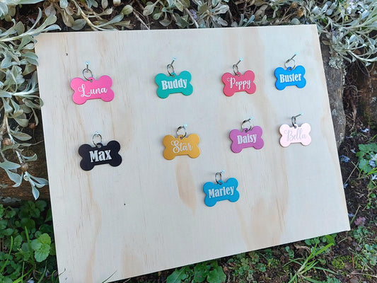 Personalised Anodized Aluminum Bone Shaped Dog Cat Pet ID Collar Tags Mixed Colours Personalized Animal Charm Name Plate Vet Microchipped