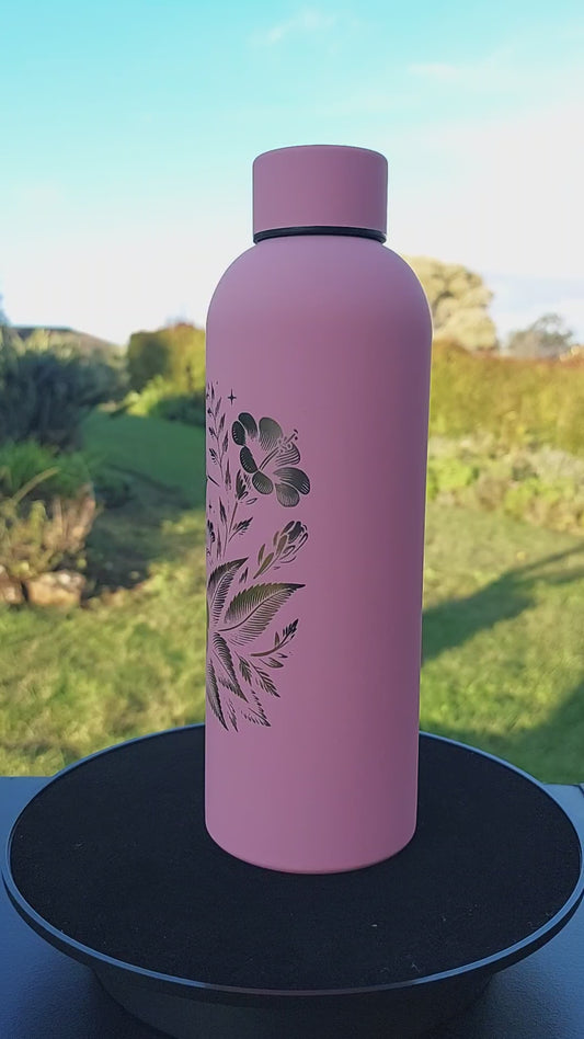 Unique Engraved Water Bottle Humming Bird Mug Pink 500ml Laser Engraved Stainless Steel Gifts Can be Personalised Metal Drink Bottle