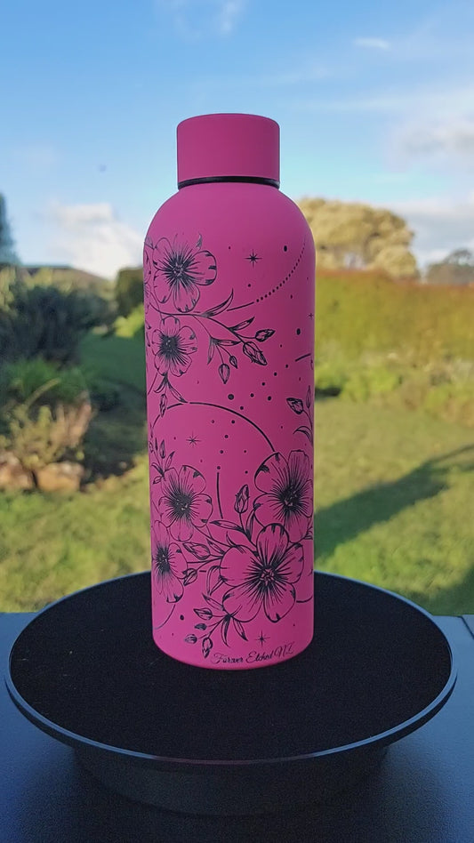 Unique Engraved Water Bottle 500ml Laser Engraved Stainless Steel Gifts Drink Bottle Cherry Blossom Flowers Floral pink