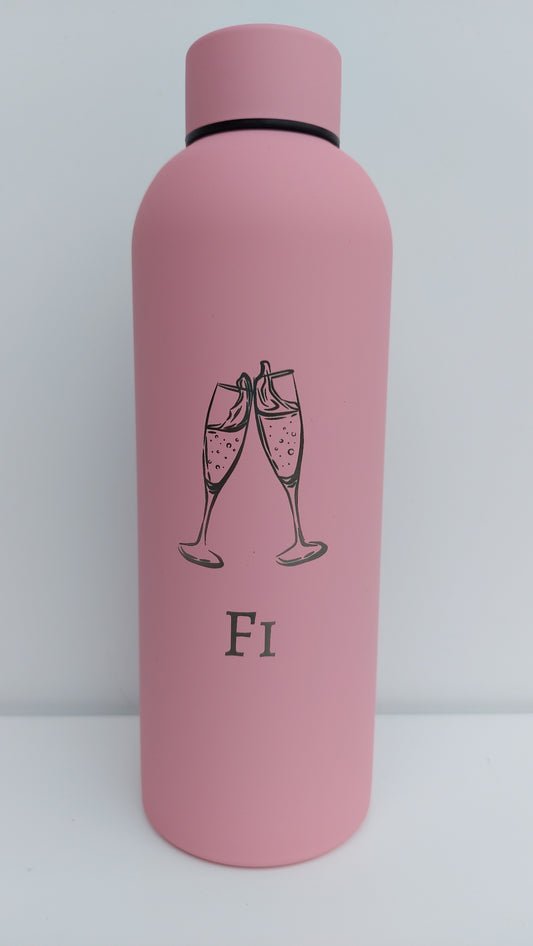 Champagne Glass Personalised Water Bottle - 500ml Various Colours