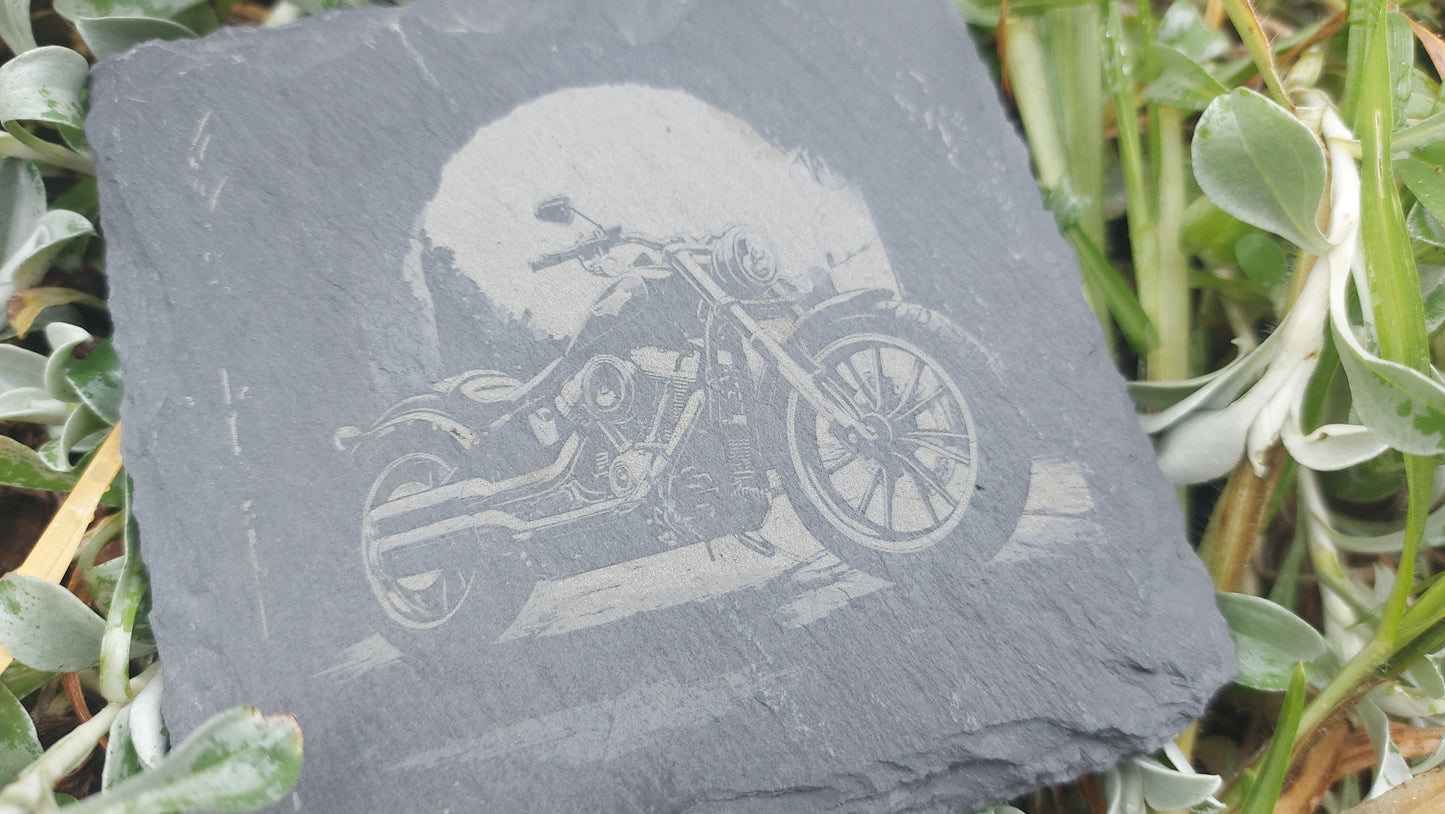 Laser Engraved Slate Coaster Vinatge Motorbikes, Housewarming Birthday Anniversary Gifts (Copy)