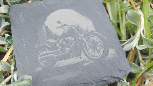 Laser Engraved Slate Coaster Vinatge Motorbikes, Housewarming Birthday Anniversary Gifts (Copy)
