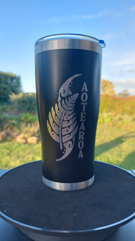 Unique Laser Engraved Travel Cup NZ Fern Aotearoa Mug Tumbler 20oz 600ml Insulated Tumbler Laser Engraved Stainless Steel New Zealand