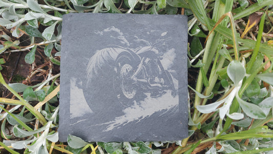 Laser Engraved Slate Coaster Motorbikes, Housewarming Birthday Anniversary Gifts