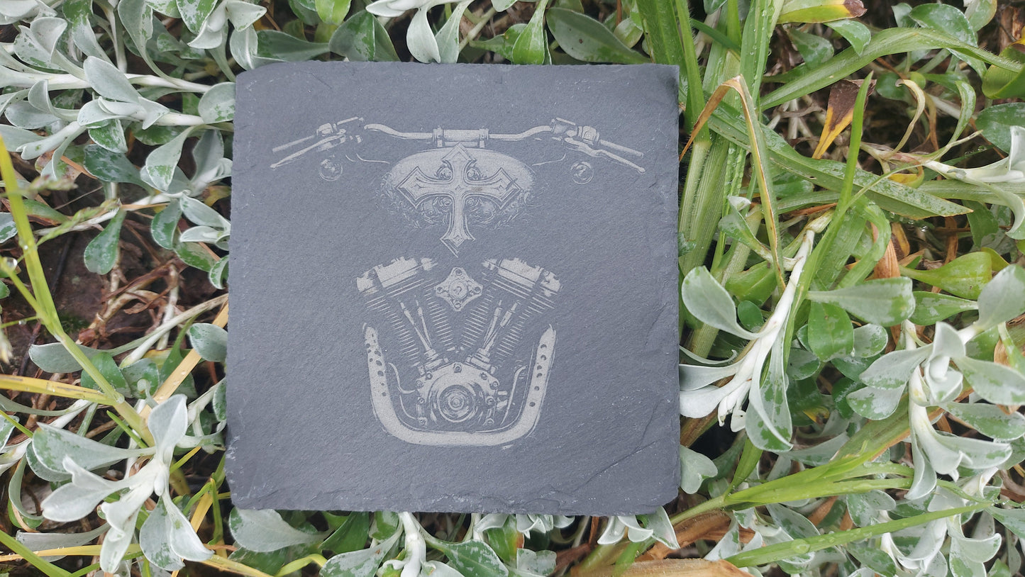 Laser Engraved Slate Coaster Motorbikes Engine, Housewarming Birthday Anniversary Gifts (Copy)